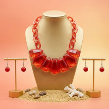 Load image into Gallery viewer, Semi Transparent Red Bead Link Collar Necklace
