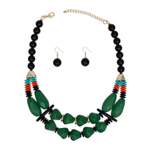 Load image into Gallery viewer, Beaded Green Stone Ethnic Chic Layered Necklace
