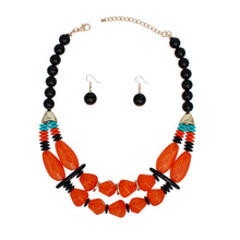 Load image into Gallery viewer, Beaded Orange Stone Ethnic Chic Layered Necklace
