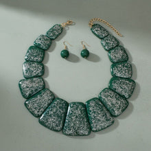 Load image into Gallery viewer, Bib Green Resin and Silver Confetti Large Necklace
