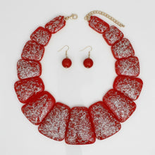 Load image into Gallery viewer, Bib Red Resin and Silver Confetti Large Necklace
