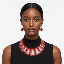 Load image into Gallery viewer, Bib Red Resin and Silver Confetti Large Necklace
