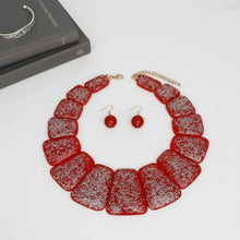 Load image into Gallery viewer, Bib Red Resin and Silver Confetti Large Necklace
