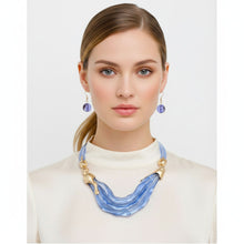 Load image into Gallery viewer, Bib Transparent Blue Melted Design Necklace
