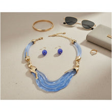 Load image into Gallery viewer, Bib Transparent Blue Melted Design Necklace
