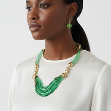 Load image into Gallery viewer, Bib Transparent Green Melted Design Necklace
