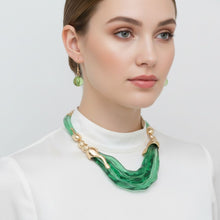 Load image into Gallery viewer, Bib Transparent Green Melted Design Necklace

