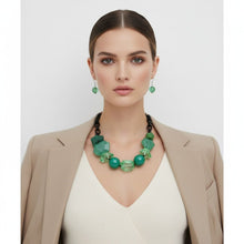 Load image into Gallery viewer, Beaded Green Chunky Mixed Bead Tribal Necklace
