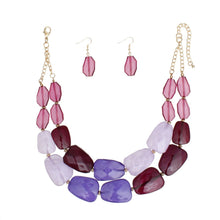 Load image into Gallery viewer, Collar Vibrant Marbled Purple Bead Layer Necklace
