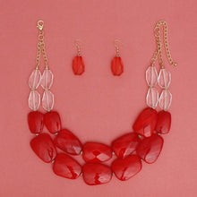 Load image into Gallery viewer, Collar Vibrant Marbled Red Bead Layered Necklace
