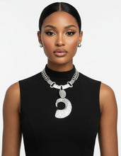 Load image into Gallery viewer, Pendant Silver Melted Metal Open C Chunky Necklace
