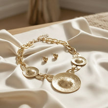 Load image into Gallery viewer, Bib Oversized Gold Sculptural Metal Disc Necklace

