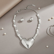 Load image into Gallery viewer, Pendant Silver Bamboo Heart Modern Love Necklace
