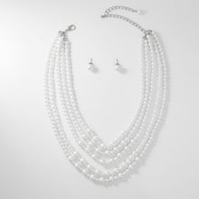 Load image into Gallery viewer, Glass Pearl White 5 Strand Long Layer Necklace
