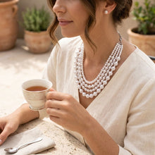 Load image into Gallery viewer, White Pearl Sophisticated 4 Layer Classic Necklace
