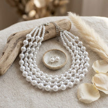 Load image into Gallery viewer, White Pearl Sophisticated 4 Layer Classic Necklace
