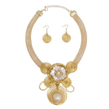 Load image into Gallery viewer, Bib Elaborate Gold Wire Regal Flower Necklace
