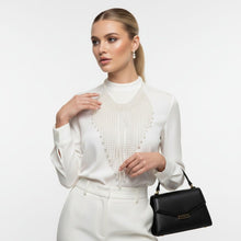 Load image into Gallery viewer, Bib Long Cream Pearl Fringe Choker Necklace
