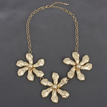 Load image into Gallery viewer, Bib Gold Chunky Floral Organic Petal Necklace
