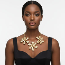 Load image into Gallery viewer, Bib Matte Gold Chunky Floral Organic Necklace
