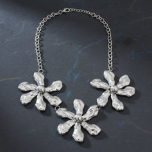 Load image into Gallery viewer, Bib Silver Chunky Floral Organic Petal Necklace
