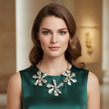 Load image into Gallery viewer, Bib Silver Chunky Floral Organic Petal Necklace
