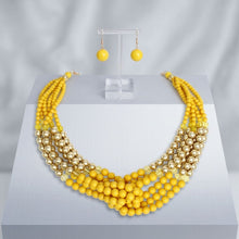 Load image into Gallery viewer, Yellow Colorblock Bead Looped Layer Necklace
