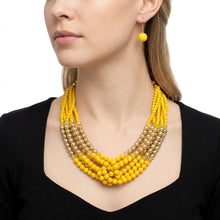 Load image into Gallery viewer, Yellow Colorblock Bead Looped Layer Necklace

