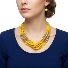 Load image into Gallery viewer, Yellow Colorblock Bead Looped Layer Necklace
