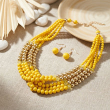 Load image into Gallery viewer, Yellow Colorblock Bead Looped Layer Necklace

