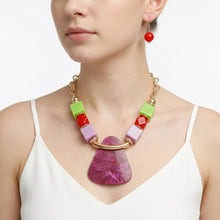 Load image into Gallery viewer, Multi Geometric Pendant Marbled Modern Necklace
