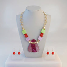 Load image into Gallery viewer, Multi Geometric Pendant Marbled Modern Necklace
