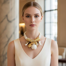 Load image into Gallery viewer, Toggle 6 Strand Cream Natural Faux Pearl Choker
