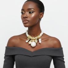 Load image into Gallery viewer, Toggle 6 Strand Cream Natural Faux Pearl Choker

