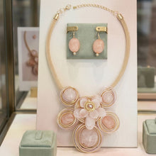 Load image into Gallery viewer, Soft Pink Flower Wire Wrapped Bead Bib Necklace
