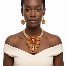 Load image into Gallery viewer, Orange Wire Wrap Teardrop Crystal Bib Necklace
