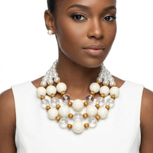 Load image into Gallery viewer, Chunky Ivory Glazed Bead &amp; Pearl Layered Necklace
