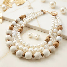 Load image into Gallery viewer, Chunky Ivory Glazed Bead &amp; Pearl Layered Necklace
