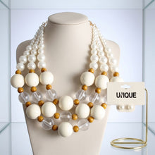 Load image into Gallery viewer, Chunky Ivory Glazed Bead &amp; Pearl Layered Necklace
