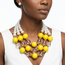 Load image into Gallery viewer, Chunky Yellow Glazed Bead &amp; Pearl Layered Necklace
