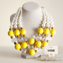 Load image into Gallery viewer, Chunky Yellow Glazed Bead &amp; Pearl Layered Necklace
