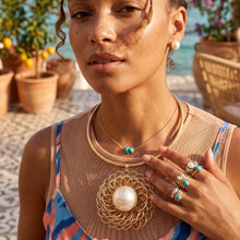 Load image into Gallery viewer, Gold Filigree Pearl Pendant Collar Necklace Set
