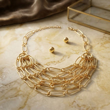 Load image into Gallery viewer, 6 Row Gold Long Oval Link Layered Chain Necklace
