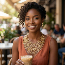 Load image into Gallery viewer, 6 Row Gold Long Oval Link Layered Chain Necklace
