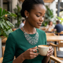 Load image into Gallery viewer, 6 Row Silver Long Oval Link Layered Chain Necklace
