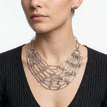 Load image into Gallery viewer, 6 Row Silver Long Oval Link Layered Chain Necklace
