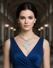 Load image into Gallery viewer, Pendant Matte Silver Hammered Quatrefoil Necklace
