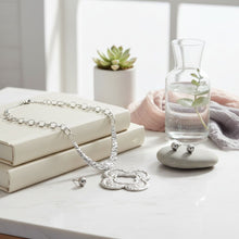 Load image into Gallery viewer, Chunky Pendant Silver Hammered Quatrefoil Necklace
