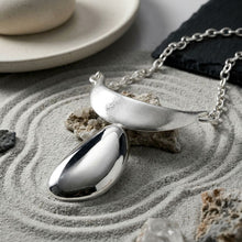 Load image into Gallery viewer, Sculpted Teardrop Pendant Matte Silver Necklace

