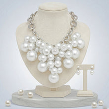 Load image into Gallery viewer, White Pearl Cluster Opulent Chunky Bib Necklace
